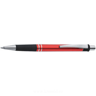 Metal ballpen with rubber grip zone